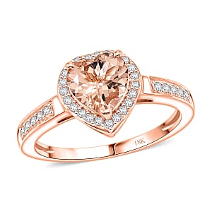 Rhapsody Premium Marropino Morganite and Diamond E-F VS 1.42 ctw Ring in 18K Rose Gold (Size 6.5) 4 Grams