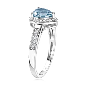 Rhapsody AAA Mangoro Aquamarine and Diamond E-F VS 1.42 ctw Ring in 18K White Gold (Size 11.0) 4 Grams