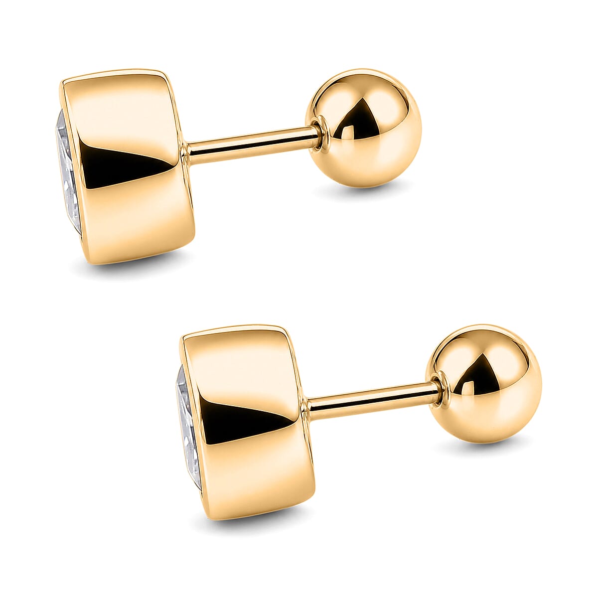 Poke Free Luxuriant Lab Grown Diamond G-H SI 1.00 ctw Solitaire Stud Earring in 18K Vermeil Yellow Gold Over Sterling Silver