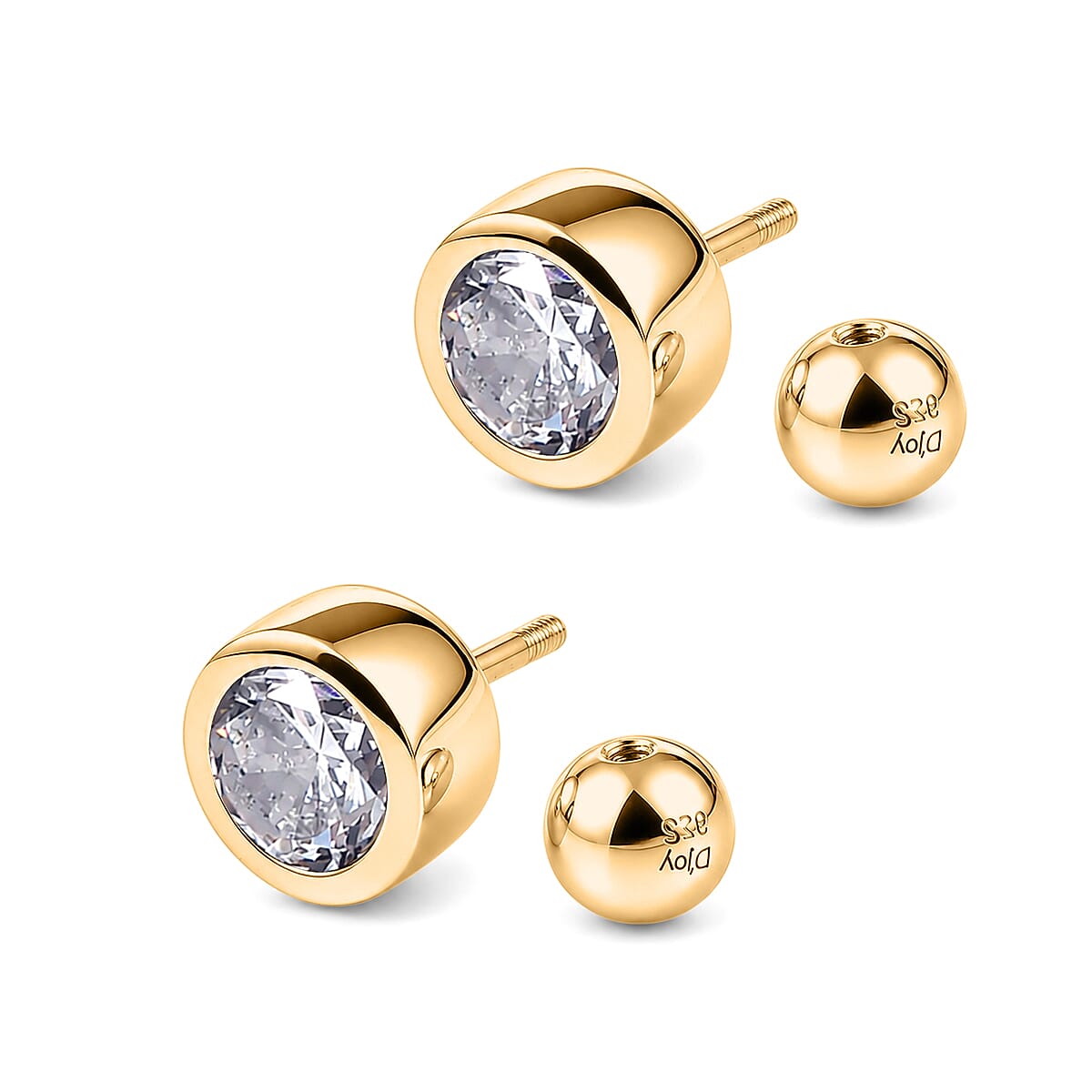 Poke Free Luxuriant Lab Grown Diamond G-H SI 1.00 ctw Solitaire Stud Earring in 18K Vermeil Yellow Gold Over Sterling Silver