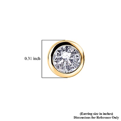 Poke Free Luxuriant Lab Grown Diamond G-H SI 1.00 ctw Solitaire Stud Earring in 18K Vermeil Yellow Gold Over Sterling Silver