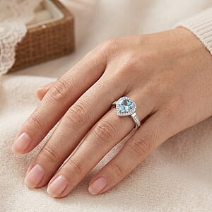 Rhapsody AAA Mangoro Aquamarine and Diamond E-F, VS 1.42 ctw Ring in 950 Platinum (Size 8.0) 5 Grams