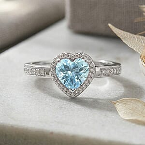 Rhapsody AAA Mangoro Aquamarine and Diamond E-F, VS 1.42 ctw Ring in 950 Platinum (Size 9.0) 5 Grams