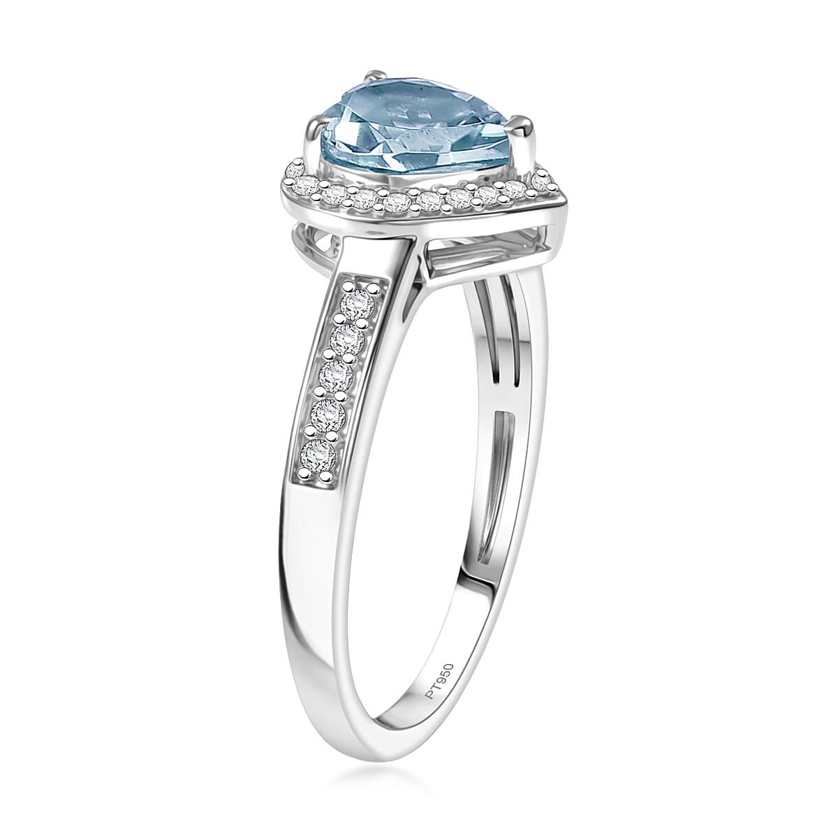 Rhapsody AAA Mangoro Aquamarine and Diamond E-F, VS 1.42 ctw Ring in 950 Platinum (Size 9.0) 5 Grams image number 3