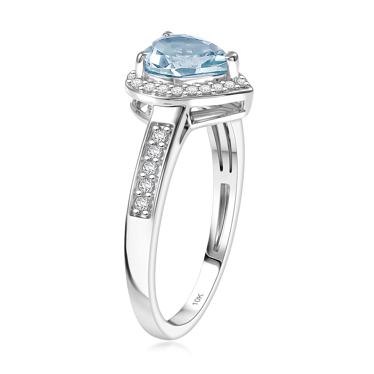 Luxoro Premium Mangoro Aquamarine and Diamond I2 1.42 ctw Ring in 10K White Gold (Size 10.0) image number 3