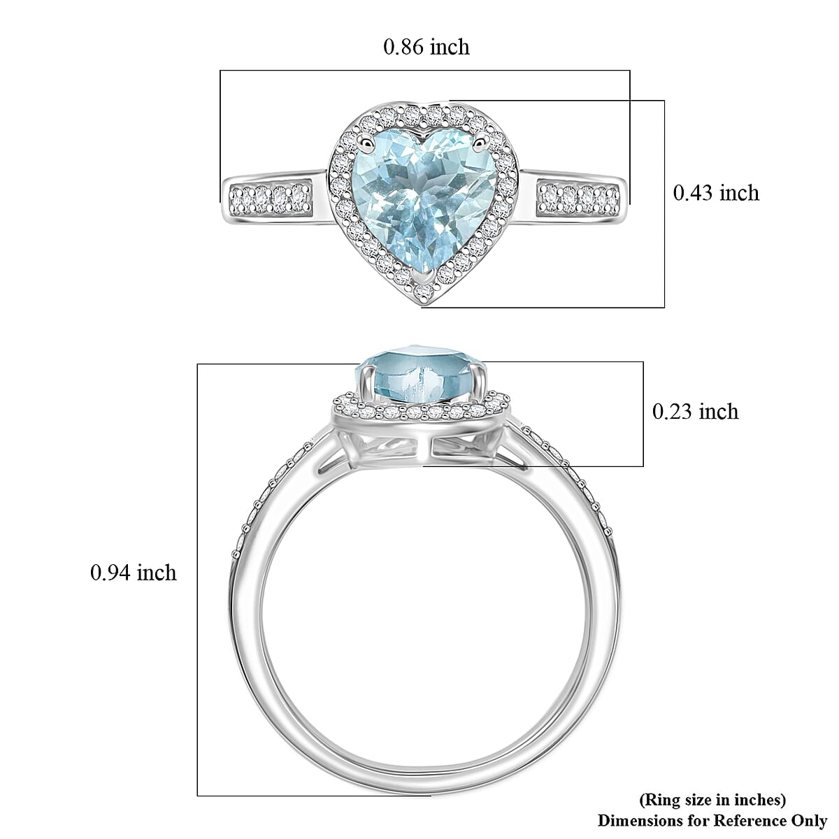Luxoro Premium Mangoro Aquamarine and Diamond I2 1.42 ctw Ring in 10K White Gold (Size 7.0) image number 5
