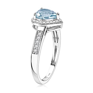 Luxoro Premium Mangoro Aquamarine and Diamond I2 1.42 ctw Ring in 10K White Gold (Size 9.0)