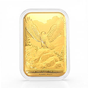 24K Gold Freedom Takes Flight &ndash; Bald Eagle Tribute Embossed Sheet (31x45.5mm) 10mg