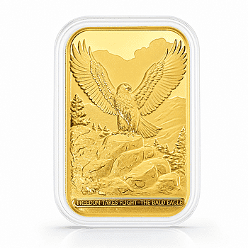 24K Gold Freedom Takes Flight – Bald Eagle Tribute Embossed Sheet (31x45.5mm) 10mg - Product card gallery slide 1 (10178493546809)