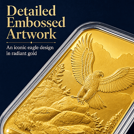 24K Gold Freedom Takes Flight – Bald Eagle Tribute Embossed Sheet (31x45.5mm) 10mg - Product card gallery slide 4 (10178493546809)