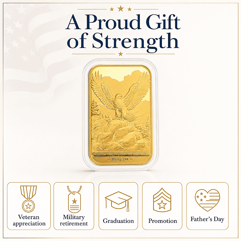 Bald Eagle 24k Gold Embossed Sheet 10mg (Del. In 10-12 Days)
