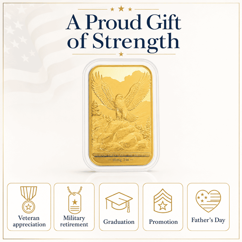 Bald Eagle 24k Gold Embossed Sheet 10mg
