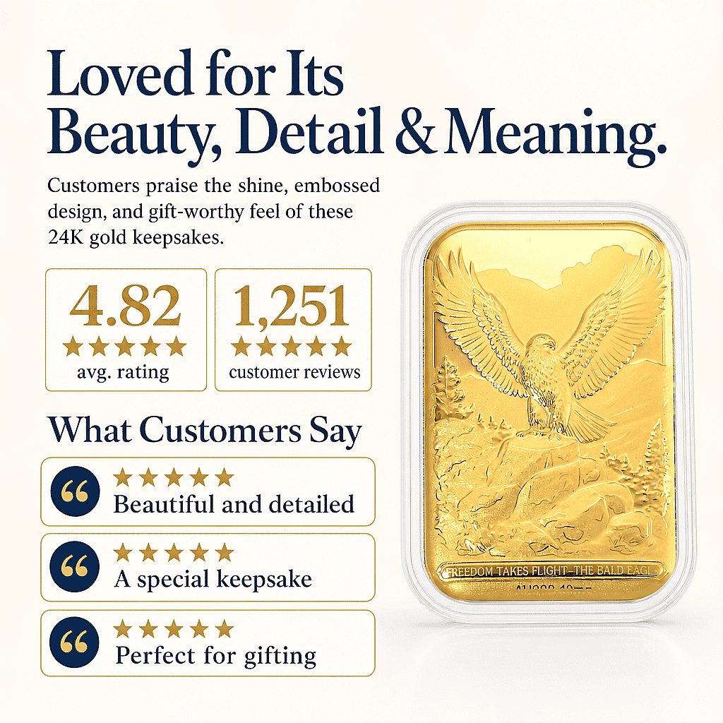 Bald Eagle 24k Gold Embossed Sheet 10mg (Del. In 10-12 Days)
