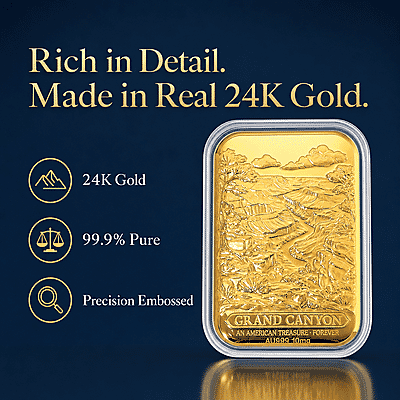 24K Gold Grand Canyon - American Treasure Forever Embossed Sheet (31x45.5mm) 10mg - Product card gallery slide 2 (10178493448505)