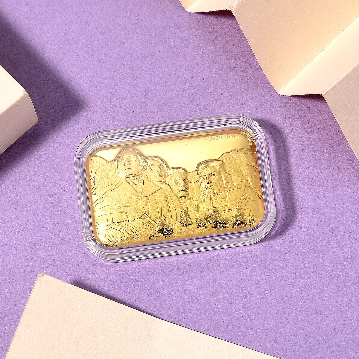24K Yellow Gold Mount Rushmore Presidential Tribute Embossed Sheet (31x45.5mm) 10mg image number 1