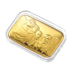 24K Yellow Gold Mount Rushmore Presidential Tribute Embossed Sheet (31x45.5mm) 10mg