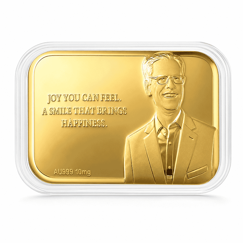 24K Yellow Gold Joy You Can Feel A Smile That Brings Happiness Embossed Sheet (31x45.5mm) 10mg