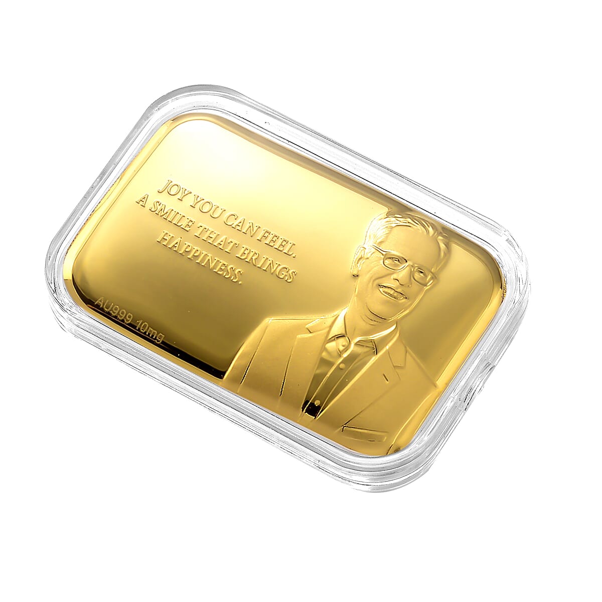 24K Yellow Gold Joy You Can Feel A Smile That Brings HappIness Embossed Sheet (31x45.5mm) 10mg image number 2