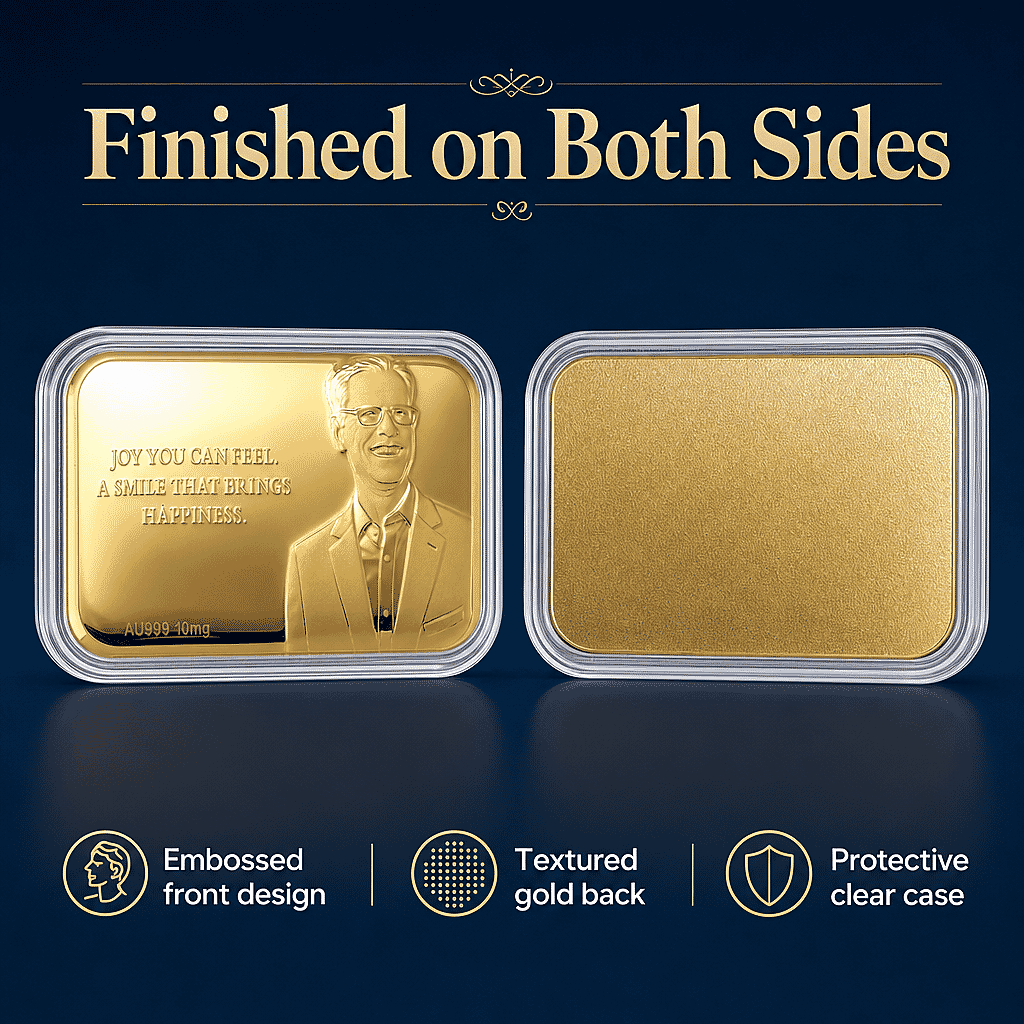 24K Yellow Gold Joy You Can Feel A Smile That Brings Happiness Embossed Sheet (31x45.5mm) 10mg