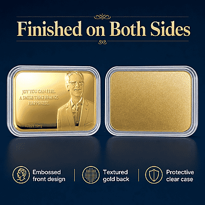 24K Yellow Gold Joy You Can Feel A Smile That Brings Happiness Embossed Sheet (31x45.5mm) 10mg