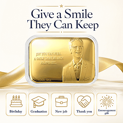 24K Yellow Gold Joy You Can Feel A Smile That Brings Happiness Embossed Sheet (31x45.5mm) 10mg