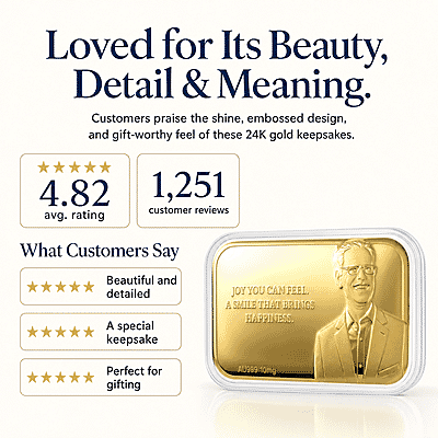 24K Yellow Gold Joy You Can Feel A Smile That Brings Happiness Embossed Sheet (31x45.5mm) 10mg