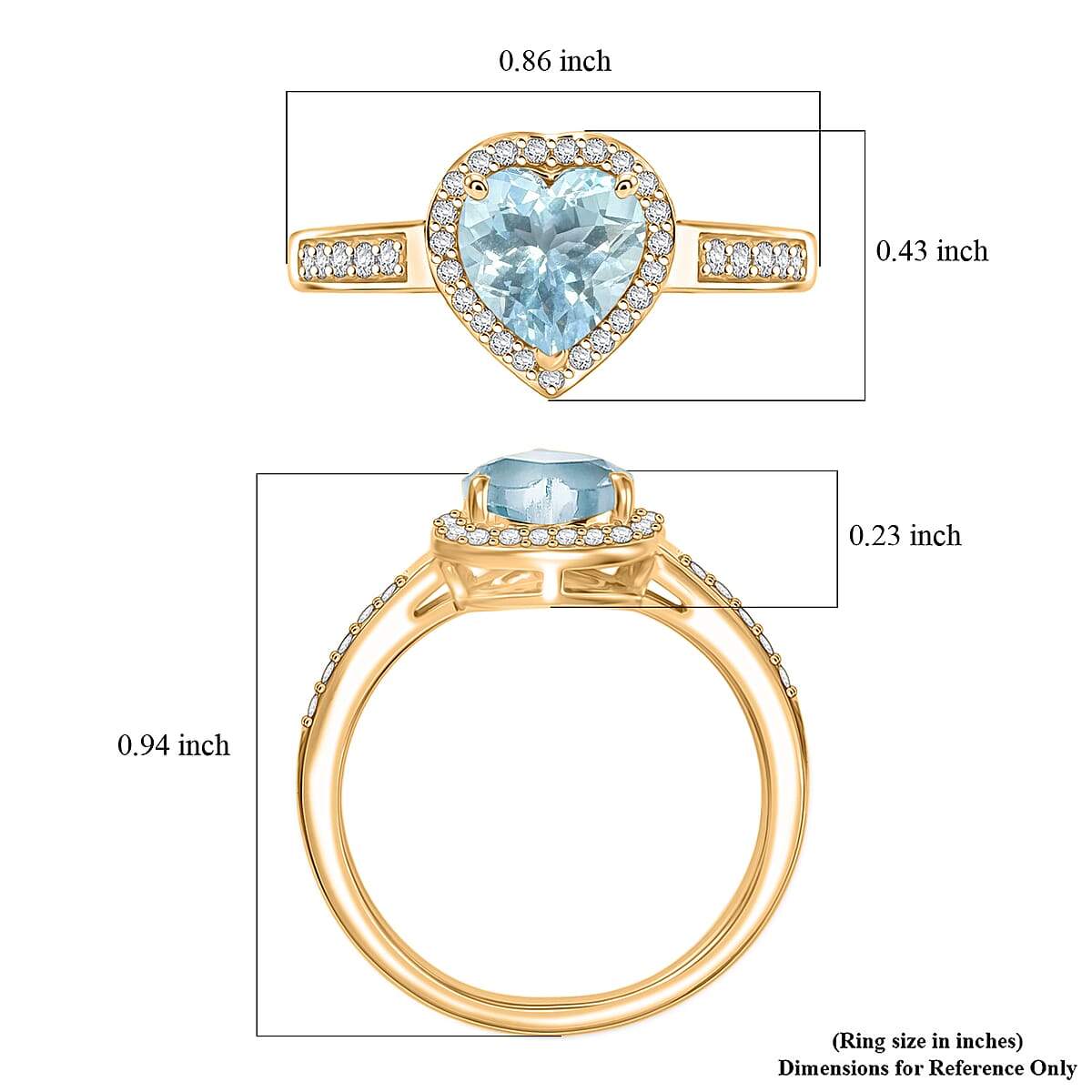 Luxoro Premium Mangoro Aquamarine and Diamond I2 1.42 ctw Ring in 10K Yellow Gold (Size 8.5) image number 5