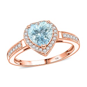 Luxoro Premium Mangoro Aquamarine and Diamond I2 1.42 ctw Ring in 10K Rose Gold (Size 6.0)