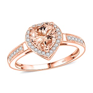 D'Joy Premium Marropino Morganite and Diamond 1.42 ctw Ring in 18K Vermeil Rose Gold Over Sterling Silver (Size 8.0)