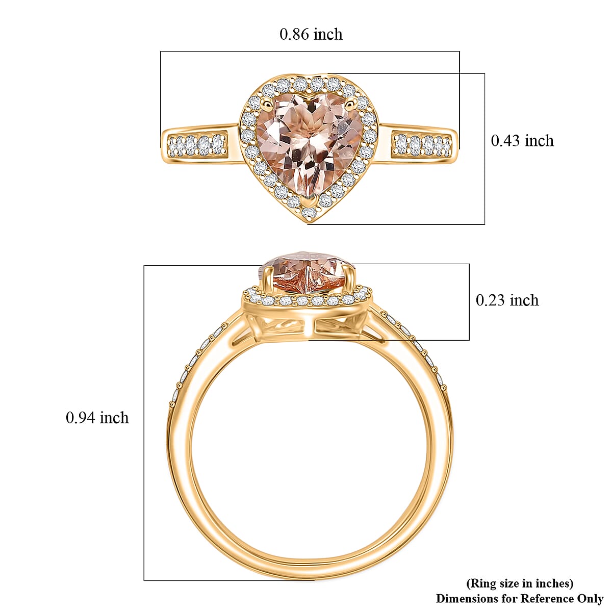 D'Joy Premium Marropino Morganite and Diamond 1.42 ctw Ring in 18K Vermeil Yellow Gold Over Sterling Silver (Size 10.5) image number 5