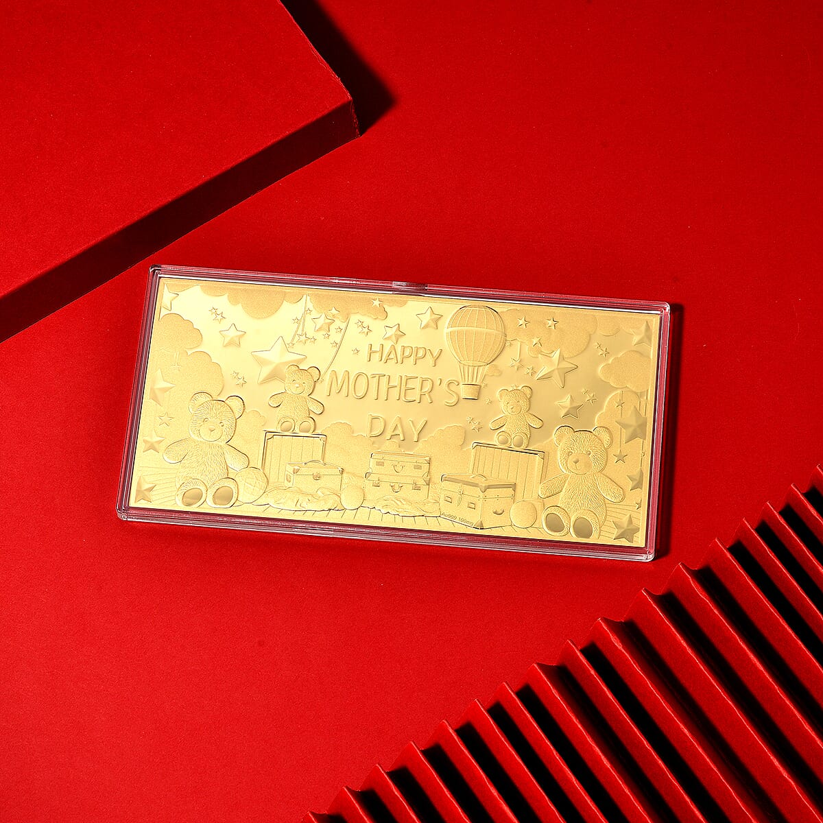 24K Yellow Gold Happy Mothers Day Embossed Sheet (155x75mm) 100mg image number 1