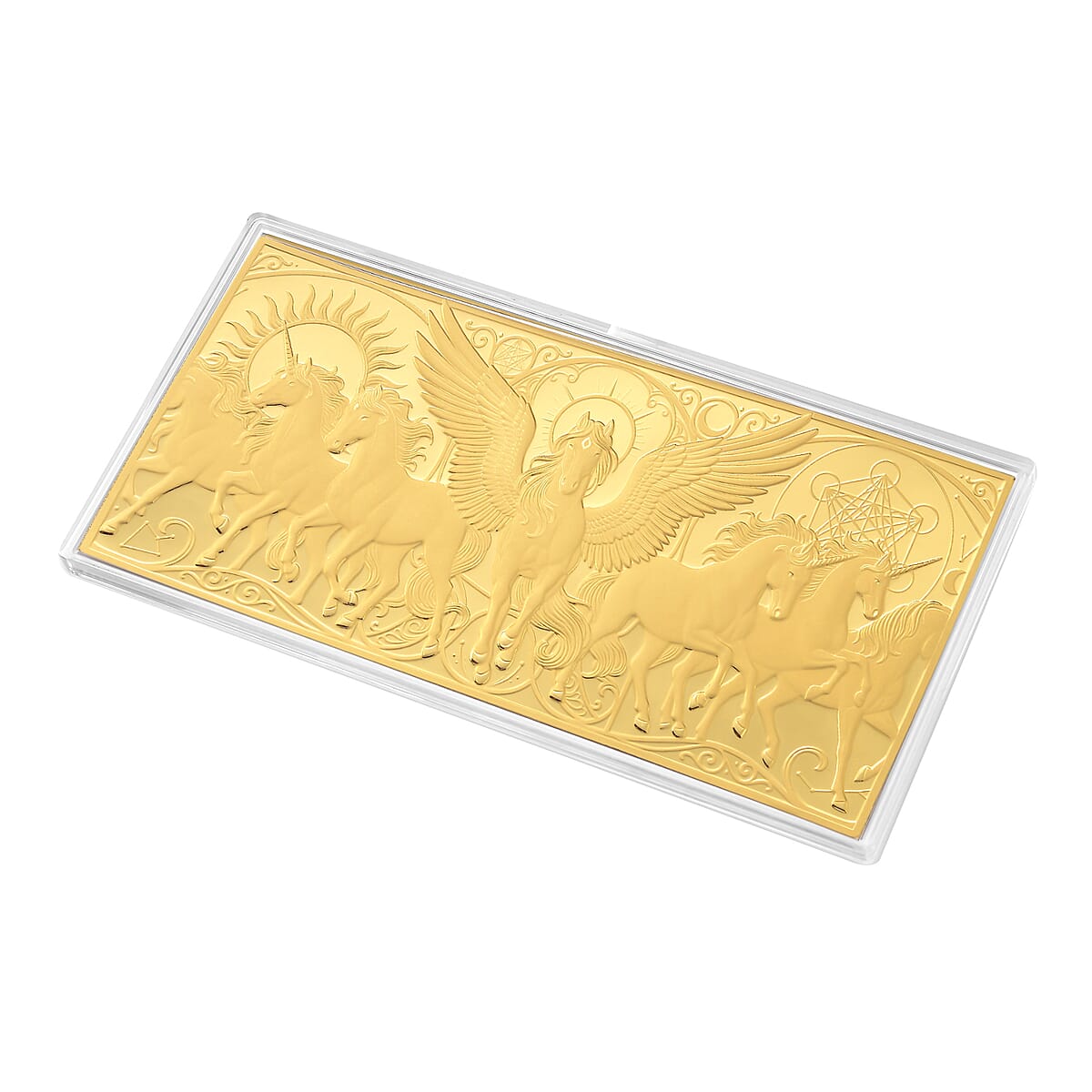 24K Yellow Gold Pegasus Celestial Chariot Embossed Sheet (155x75mm) 100mg image number 2