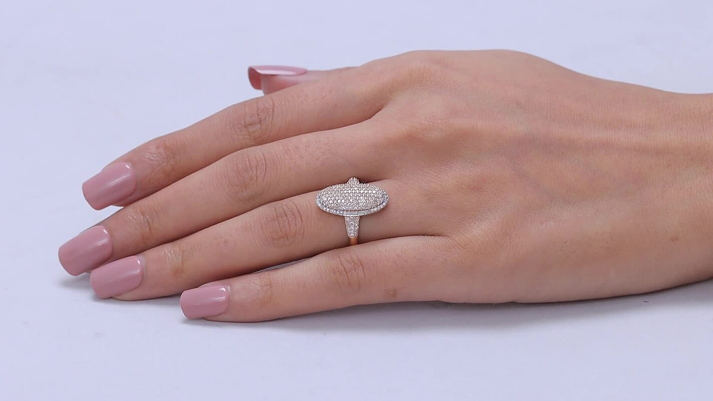 D'Joy Natural Pink and White Diamond (I3) Ring in 18K Vermeil RG Over Sterling Silver (Size 10.0) 1.00 ctw