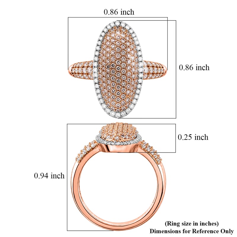 D'Joy Natural Pink and White Diamond 1.00 ctw Rose Silhouette Ring in 18K Vermeil Rose Gold Over Sterling Silver (Size 8.0)