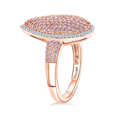 D'Joy Natural Pink and White Diamond I3 1.00 ctw Rose Silhouette Ring in 18K Vermeil Rose Gold Over Sterling Silver (Size 6.0)