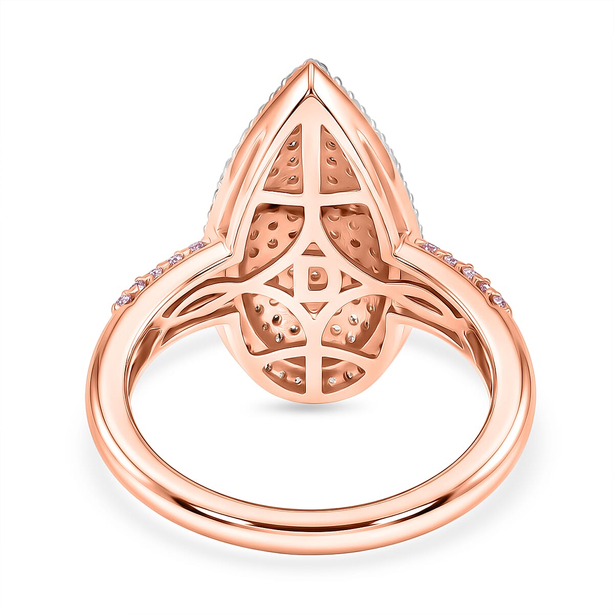 D'Joy Natural Pink and White Diamond I3 1.00 ctw Rose Silhouette Ring in 18K Vermeil Rose Gold Over Sterling Silver (Size 6.0)