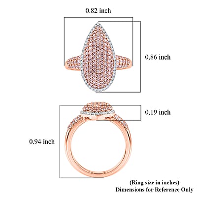 D'Joy Natural Pink and White Diamond I3 1.00 ctw Rose Silhouette Ring in 18K Vermeil Rose Gold Over Sterling Silver (Size 6.0)