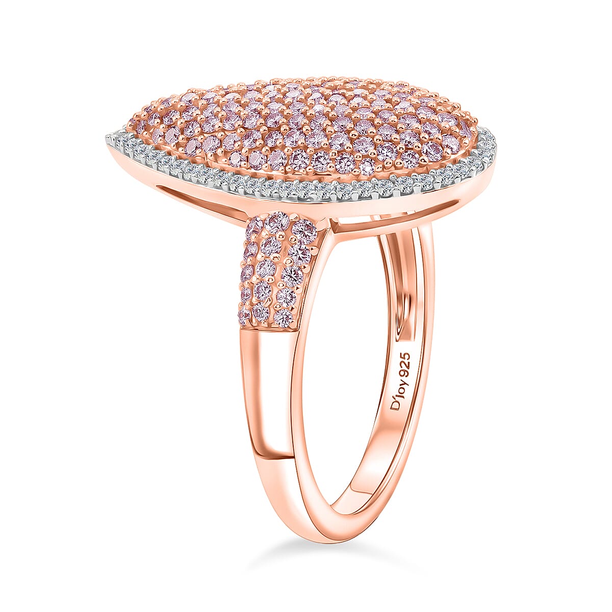 D'Joy Natural Pink and White Diamond 1.00 ctw Ring in 18K Vermeil Rose Gold Over Sterling Silver (Size 8.0) image number 3