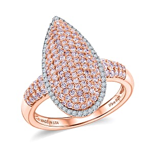 D'Joy Natural Pink and White Diamond 1.00 ctw Ring in 18K Vermeil Rose Gold Over Sterling Silver (Size 9.0)