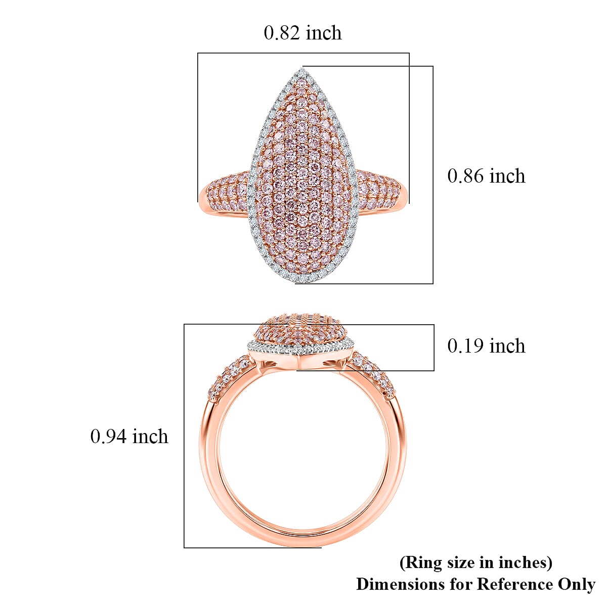 D'Joy Natural Pink and White Diamond 1.00 ctw Ring in 18K Vermeil Rose Gold Over Sterling Silver (Size 9.0) image number 5