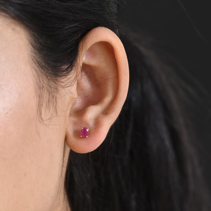 D'Joy Premium Ethiopian Welo Opal 0.90 ctw Solitaire Stud Earrings in 18K Vermeil Yellow Gold Over Sterling Silver