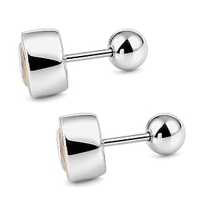 D'Joy Poke Free Premium Ethiopian Welo Opal 1.00 ctw Stud Earrings in Rhodium Over Sterling Silver