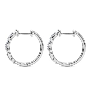 D'Joy Natural Diamond 0.25 ctw Hoop Earrings in Rhodium Over Sterling Silver