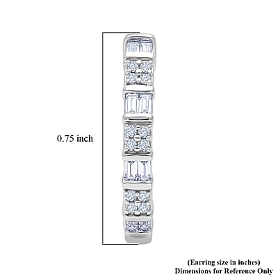 D'Joy Natural Diamond 0.25 ctw Hoop Earrings in Rhodium Over Sterling Silver