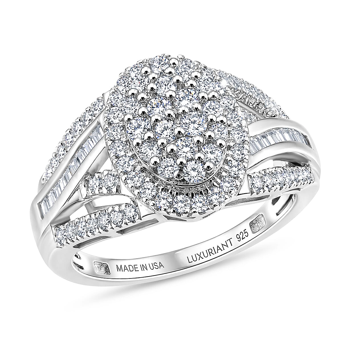 Luxuriant Lab Grown Diamond G-H SI 1.00 ctw Regal Weave Ring in Rhodium Over Sterling Silver (Size 10.0)