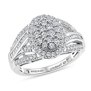 Luxuriant Lab Grown Diamond G-H SI 1.00 ctw Regal Weave Ring in Rhodium Over Sterling Silver (Size 10.0)