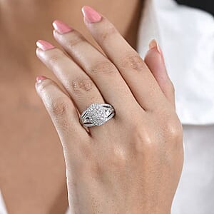Luxuriant Lab Grown Diamond G-H SI 1.00 ctw Regal Weave Ring in Rhodium Over Sterling Silver (Size 10.0)
