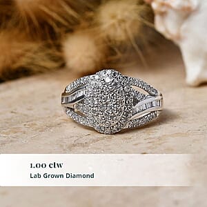 Luxuriant Lab Grown Diamond G-H SI 1.00 ctw Regal Weave Ring in Rhodium Over Sterling Silver (Size 10.0)