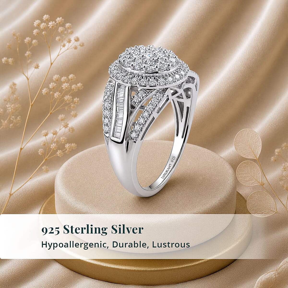 Luxuriant Lab Grown Diamond G-H SI Ring in Size 10.00 Rhodium Over Sterling Silver  1.00 ctw image number 4