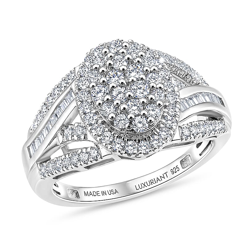 Luxuriant Lab Grown Diamond G-H SI 1.00 ctw Regal Weave Ring in Rhodium Over Sterling Silver (Size 5.0)